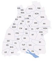 Land-Karte von Baden-Württemberg mit allen Land-Kreisen. 