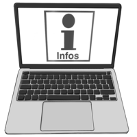 Ein Laptop mit einem Infozeichen auf dem Bildschirm